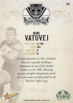 2008 NRL Centenary #193 Manu Vatuvei Back